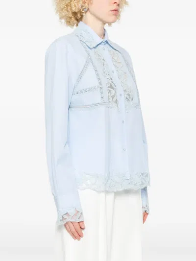 Ermanno Scervino Lace-detail Shirt In Blue