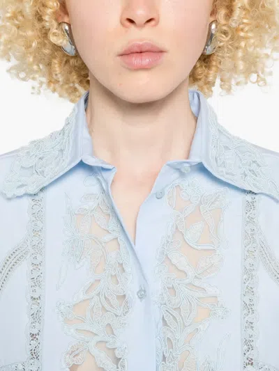 Ermanno Scervino Lace-detail Shirt In Blue