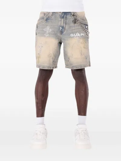 Guapi Embellished Chain Shorts In Blue