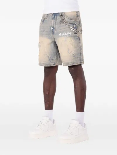 Guapi Embellished Chain Shorts In Blue