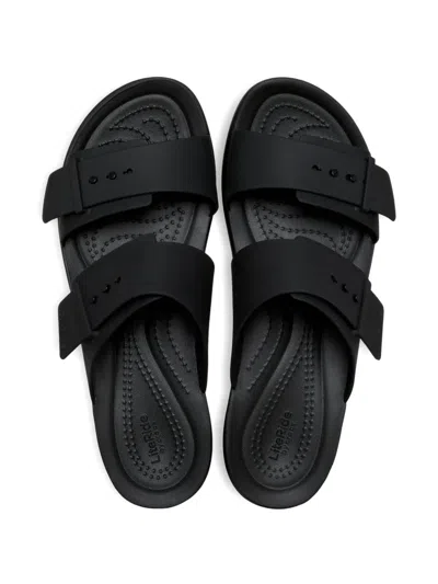 Crocs Brooklyn Bucle Low Low Buckle-strap Sandals In Black