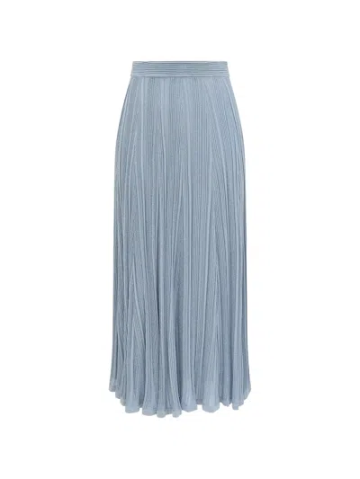 Zimmermann Aster Metallic Flared Ottoman Stitch Sweater Skirt In Blue