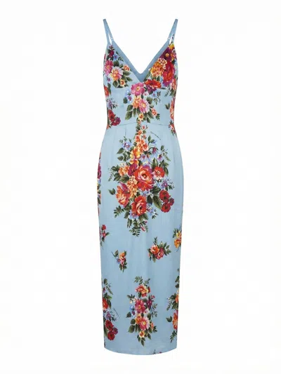 Dolce & Gabbana Floral Midi Dress Fitted Silhouette In Multi