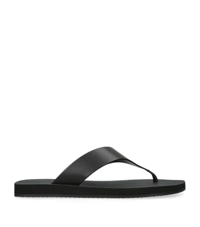 The Row Dune Classic Ginza Leather Flip Flops In Black