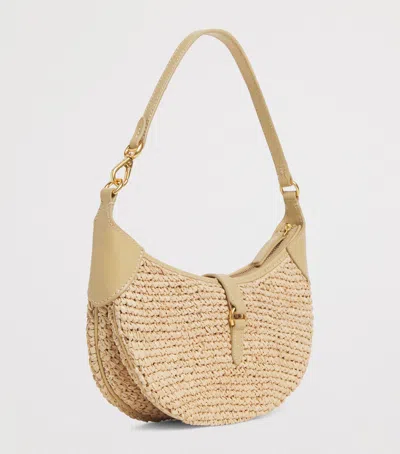Polo Ralph Lauren Womens Natural Cashmere Polo Id Mini Raffia Shoulder Bag In Sand