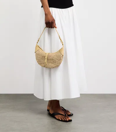 Polo Ralph Lauren Womens Natural Cashmere Polo Id Mini Raffia Shoulder Bag In Sand