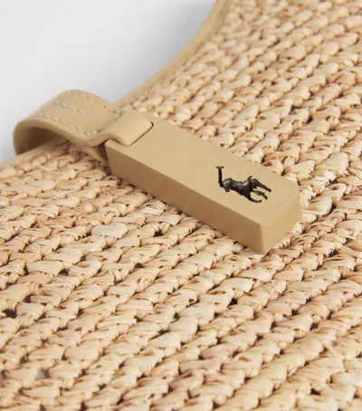 Polo Ralph Lauren Womens Natural Cashmere Polo Id Mini Raffia Shoulder Bag In Sand