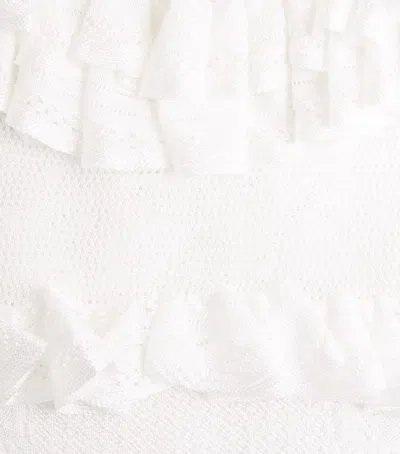 Ulla Johnson Bania Ruffle Trim Crochet Bodysuit In White