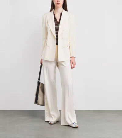 Sandro Womens Ecru Tailored Peak-lapel Woven Blazer In Neutral