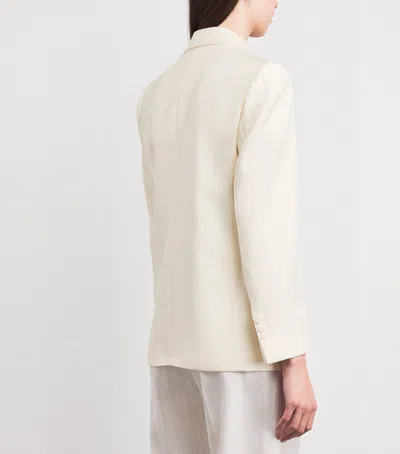 Sandro Womens Ecru Tailored Peak-lapel Woven Blazer In Neutral