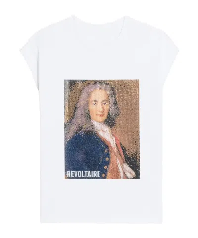 Zadig & Voltaire Cloex Crystal Embellished Voltaire T-shirt In White