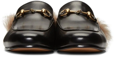 Gucci Princetown Horsebit-detailed Shearling-lined Leather Slippers In 1063 Black