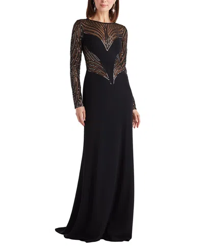 Tadashi Shoji Duin Sequin Hourglass Embroidered Gown In Black