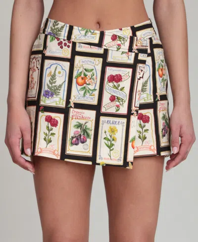 Avec Les Filles Front Wrap Mini Skort In Multi