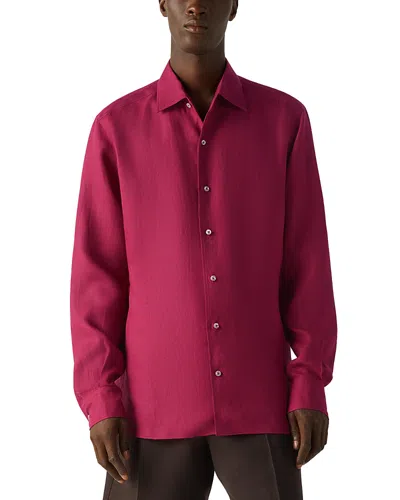 Zegna Oasi Lino Dress Shirt In Pink