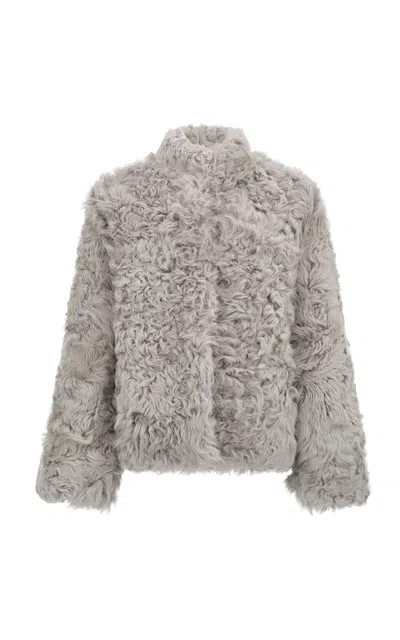 Source Unknown Lyn Shearling Wool Jacket In Gray