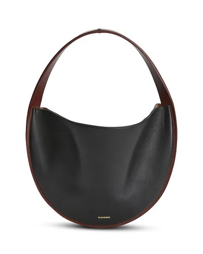 Jil Sander Pivot Medium Leather Hobo Bag In Black