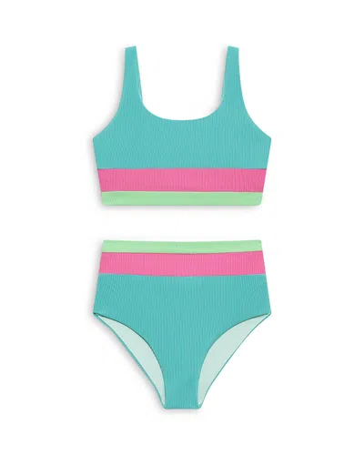 Beach Riot Kids' Little Mackenzie Heidi Two-piece Swimsuit In Blue ...
