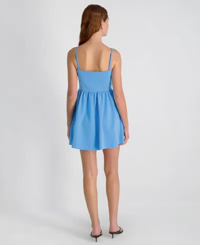 French Connection Whisper Multi Seam Strappy Mini Dress In Blue