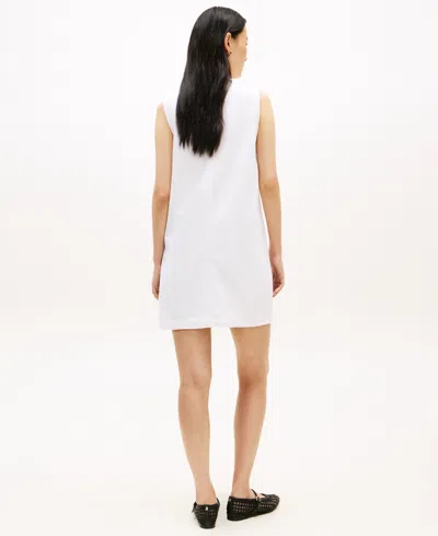 Tommy Hilfiger Patch Pocket Denim Shift Mini Dress In White
