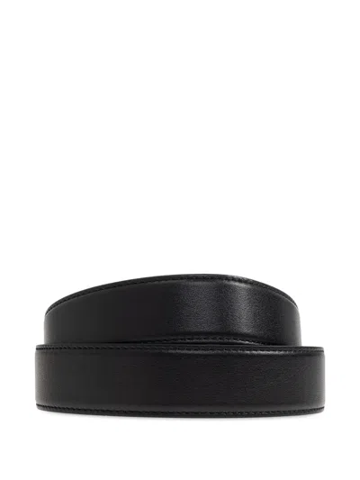 Versace Logo-buckle Leather Belt In Black