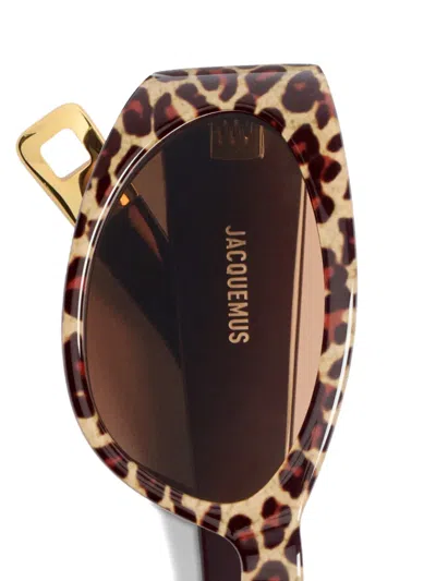 Jacquemus Ovalo Leopard-pattern Oval Sunglasses In Multi