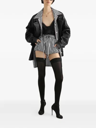 Dolce & Gabbana 스트라이프 드로스트링 쇼츠 In Black