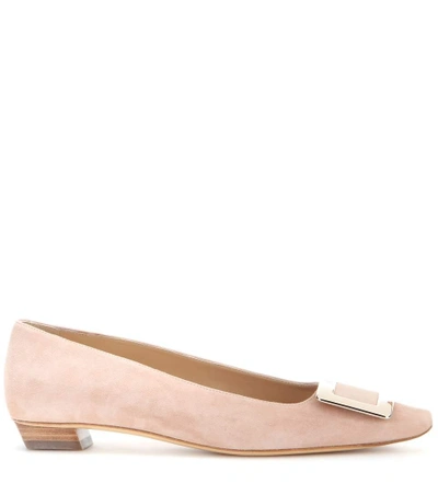 Shop Roger Vivier Belle Vivier Suede Ballerinas