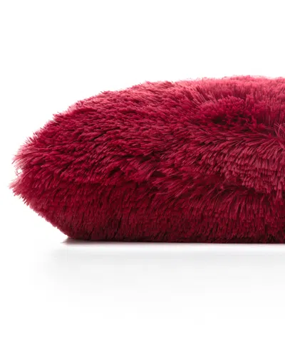 Cheer Collection Textured Fluffy Decorative Pillow, 12" X 20" In Red