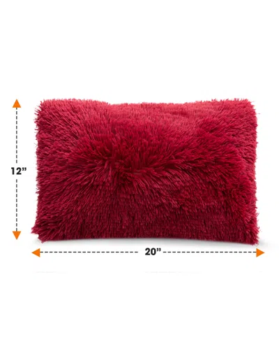 Cheer Collection Textured Fluffy Decorative Pillow, 12" X 20" In Red
