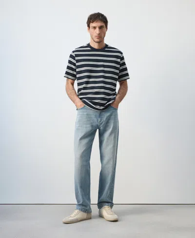 Mango Men's Regular-fit Striped T-shirt In Black