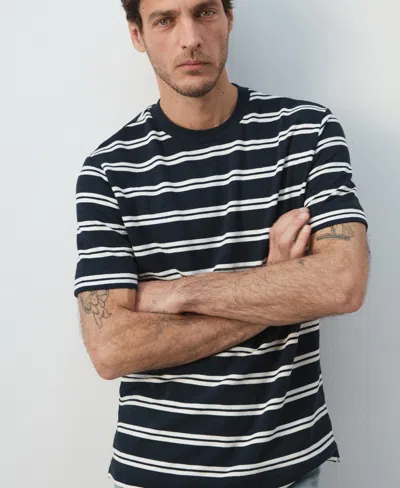 Mango Men's Regular-fit Striped T-shirt In Black