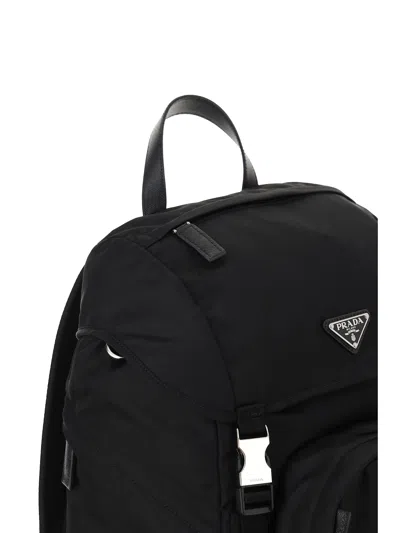 Prada Black Recycled Polyamide Backpack In Black