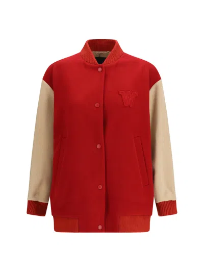 Weekend Max Mara Oversized Bomber In Double Wool In Red
