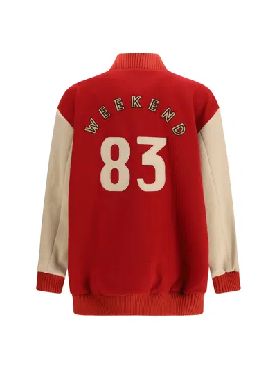 Weekend Max Mara Oversized Bomber In Double Wool In Red