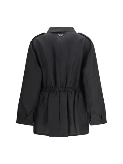Prada Button Flap Pocket Jacket In Black