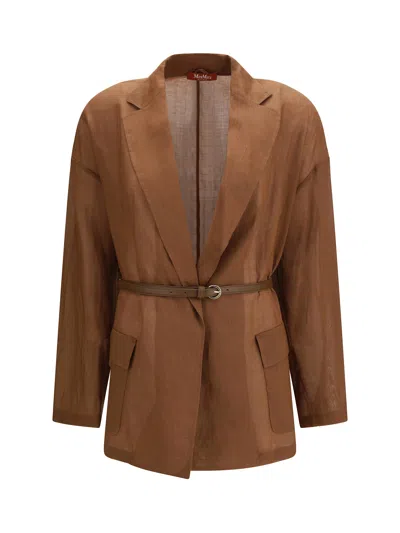 Max Mara Belted Jacket In Orange