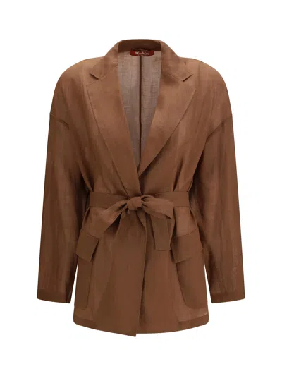 Max Mara Belted Jacket In Orange