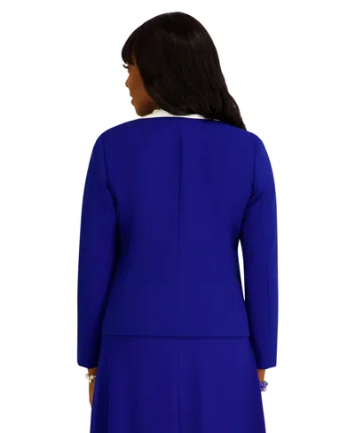 Kasper Women's Framed Open Front Jacket In Blue