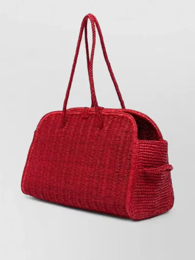 Jacquemus Medium Le Turismo Raffia Shoulder Bag In Burgundy