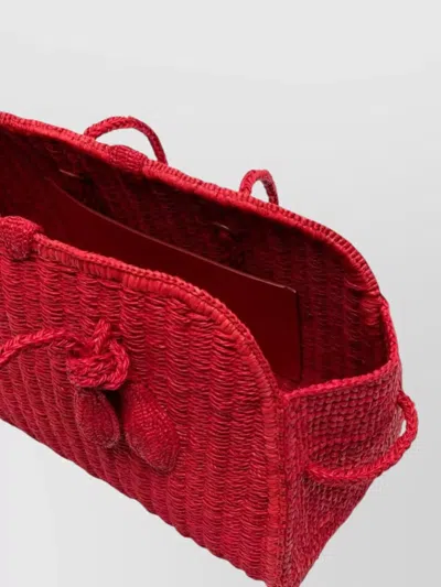 Jacquemus Medium Le Turismo Raffia Shoulder Bag In Burgundy