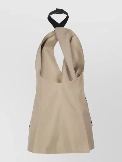 Max Mara Maxmara Mxsnuraghe Sleeveless Jacket In Wool And Silk Poplin In Neutral