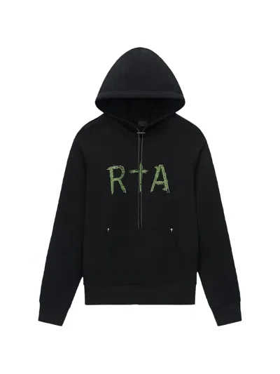 Rta Dion Oversize Black Circuit Logo Cotton Hoodie