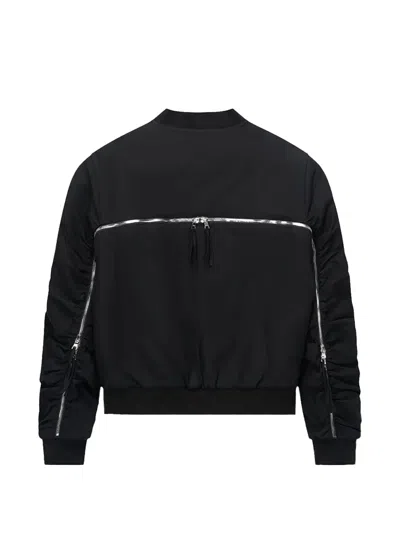 Rta Kayden Zip Detail Cotton Bomber Jacket In Black