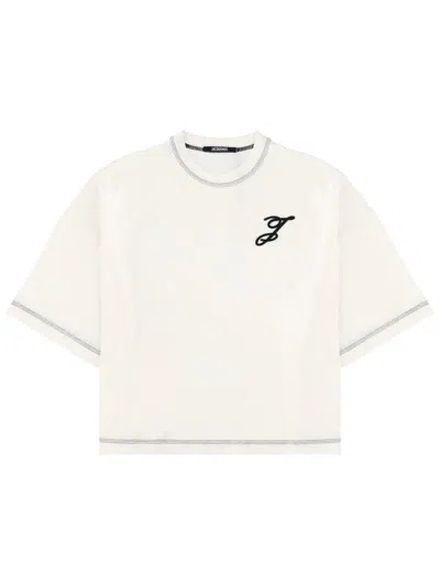 Jacquemus Neutrals Letro Contrast Stitching T-shirt In Neutral