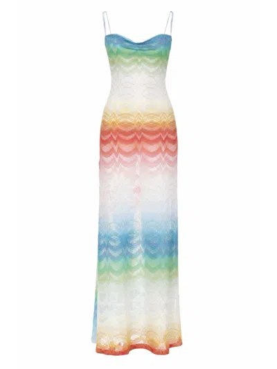 Missoni Wave Pattern Metallic Viscose Dress In Multi