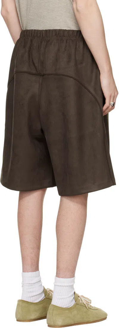 Essentials Relaxed Suede-effect Drawstring Shorts In Brown