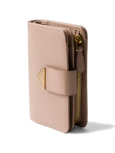 Prada Small Saffiano And Smooth Leather Wallet