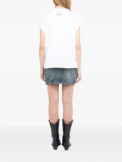 Zadig & Voltaire Cloex Crystal Embellished Voltaire T-shirt In White
