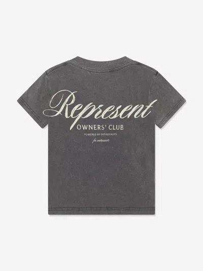 Represent Kids Mini Owners Club Script T-shirt In Gray